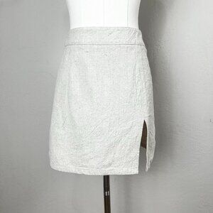 Lioness Mini Skirt Linen Cotton Slit Summer‎ Vacation Day Out Beige Size Small